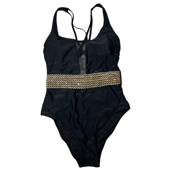 Cupshe One Piece Mesh Tummy Control Black Swimsuit Size M - Picture 4 of 8